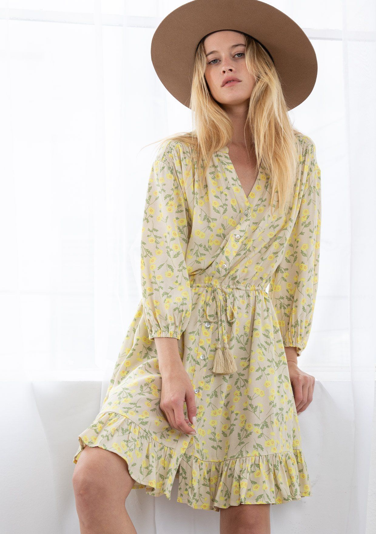 Cute Floral Button Front Mini Dress | LOVESTITCH