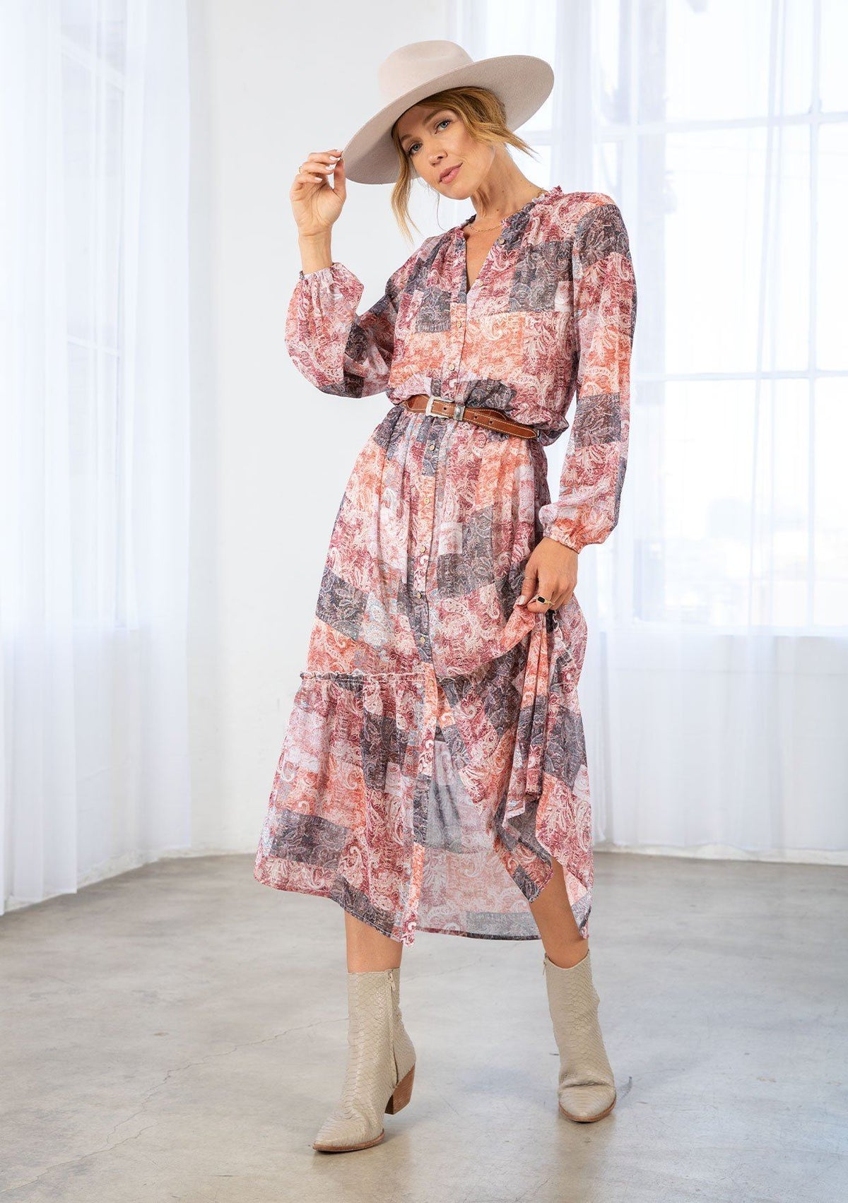 chinese dress ladies Sunstone Patchwork Maxi Dress Natural/Rose / L