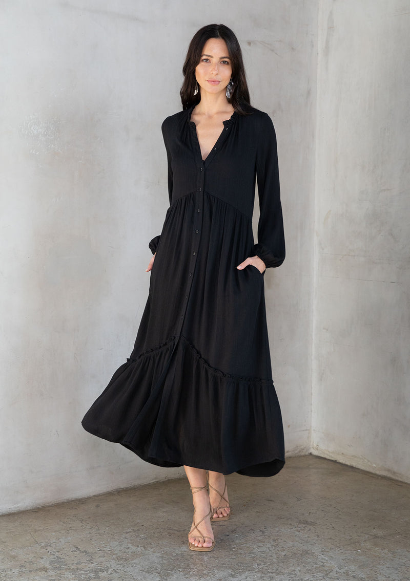 Women\'s Dress - Black Bohemian Maxi Dress | LOVESTITCH