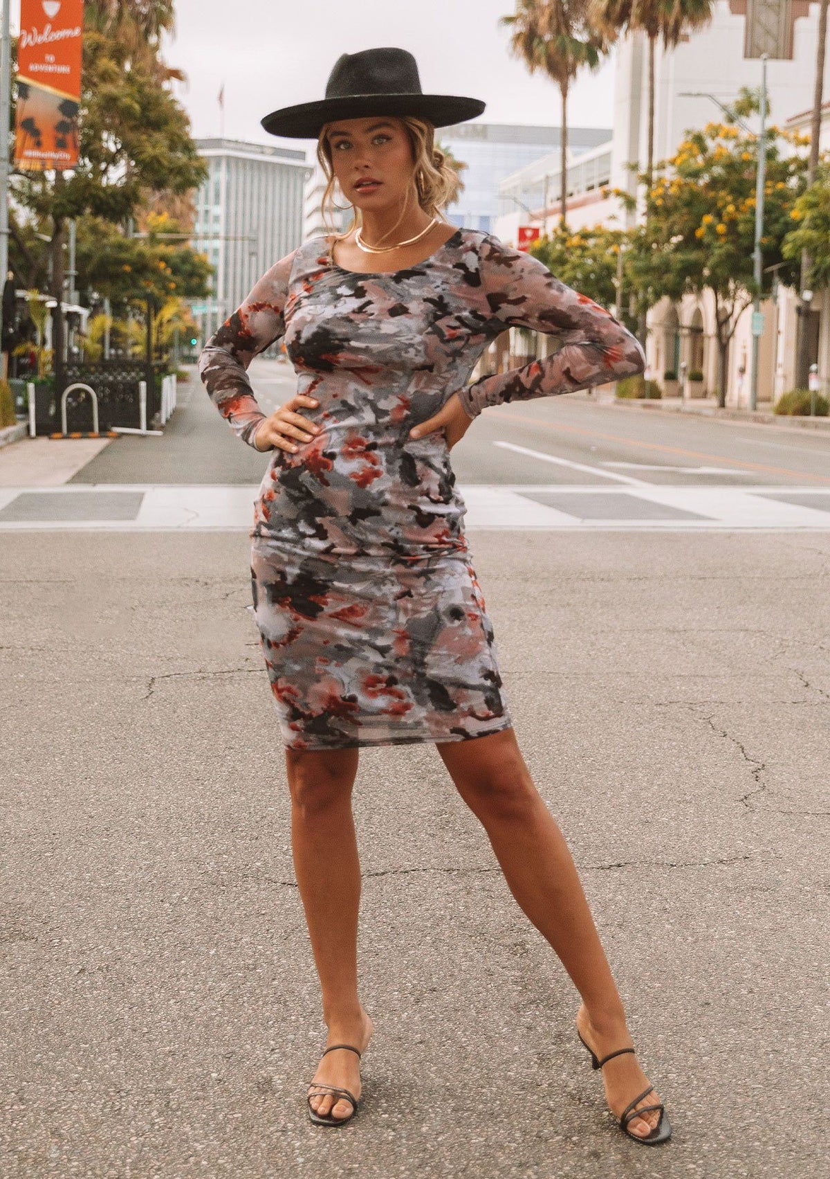 Bodycon Mesh Camouflage Mini Dress