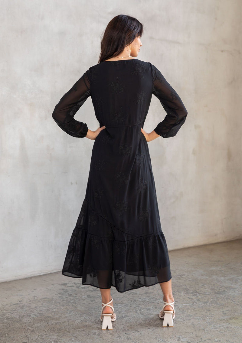 Black Embroidered Chiffon Maxi Dress | LOVESTITCH Black Embroidered Chiffon Maxi Dress | LOVESTITCH