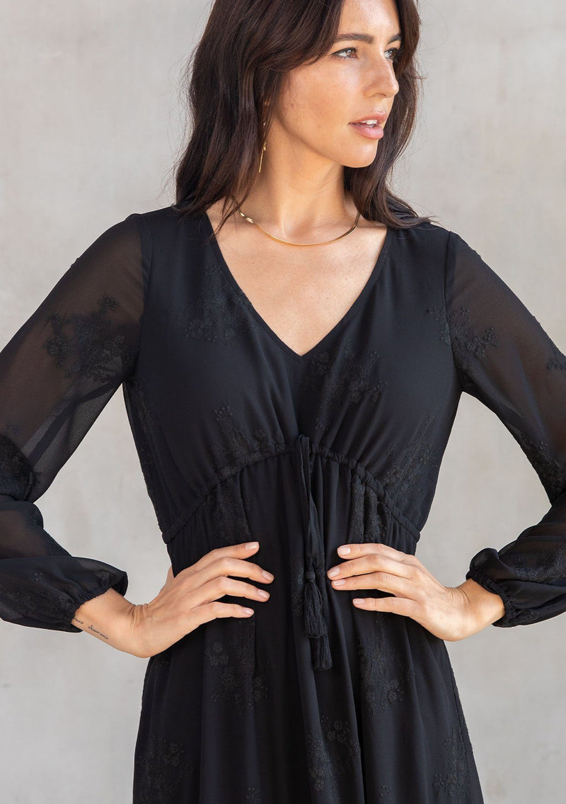 Black Embroidered Chiffon Maxi Dress | LOVESTITCH Black Embroidered Chiffon Maxi Dress | LOVESTITCH