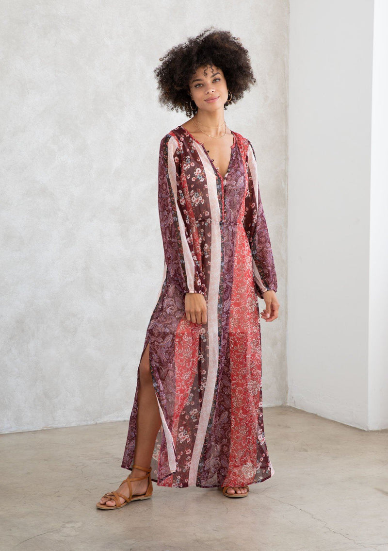 Sheer Fall Floral Patchwork Maxi Dress | LOVESTITCH Sheer Fall Floral Patchwork Maxi Dress | LOVESTITCH