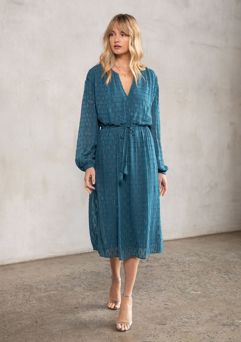 Dazzling Teal Chiffon Holiday Maxi Dress LOVESTITCH