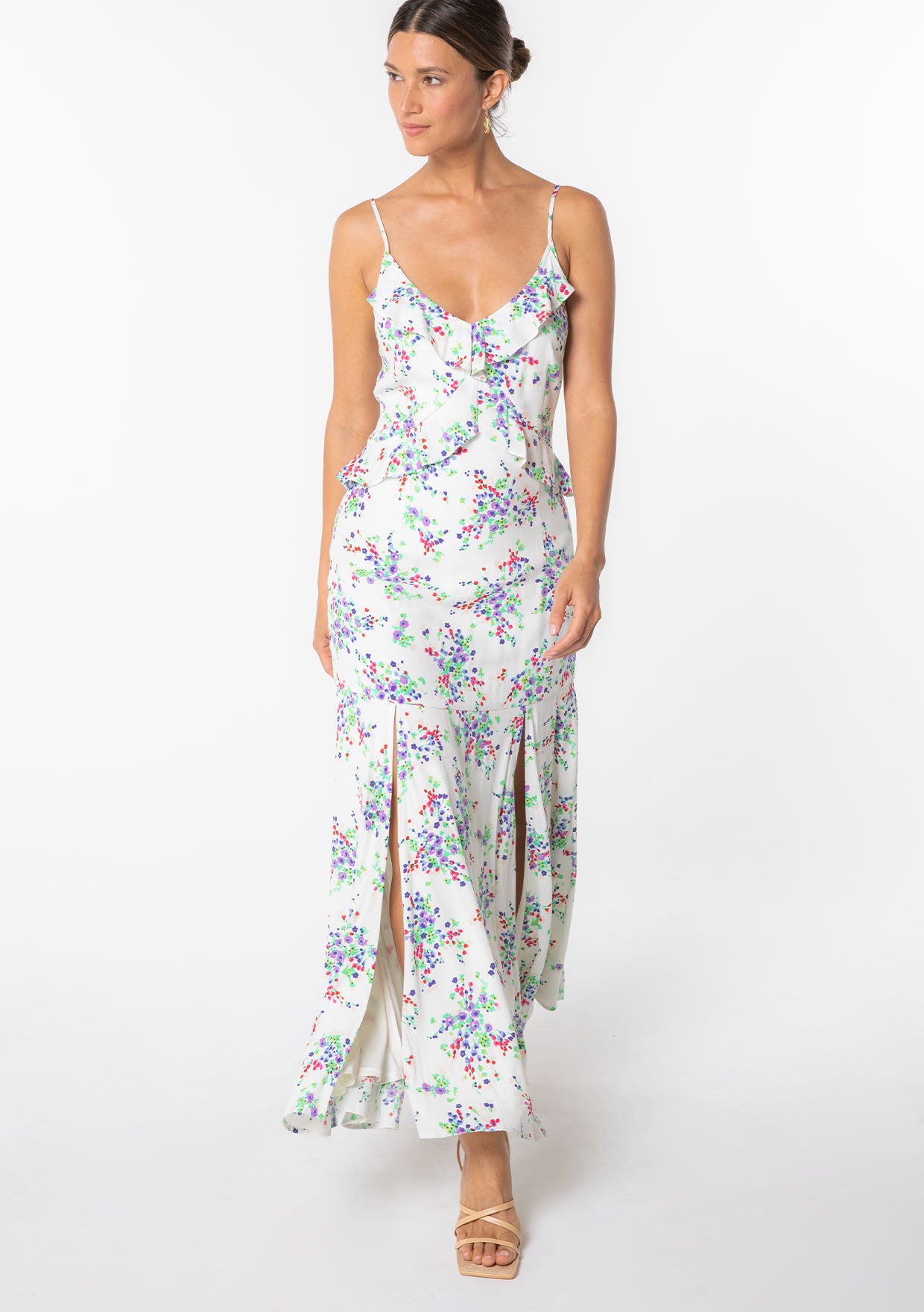Women's Dress - White Floral Maxi Dress | LOVESTITCH