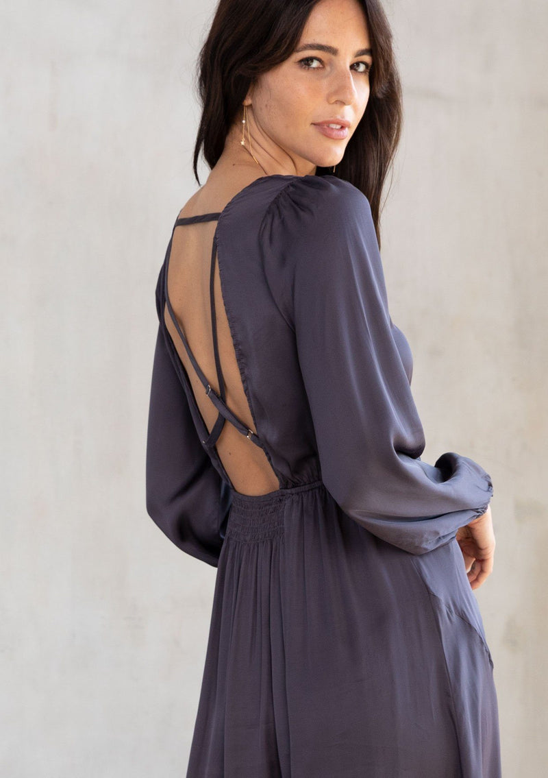 Silky Dark Grey Holiday Maxi Dress | LOVESTITCH Silky Dark Grey Holiday Maxi Dress | LOVESTITCH