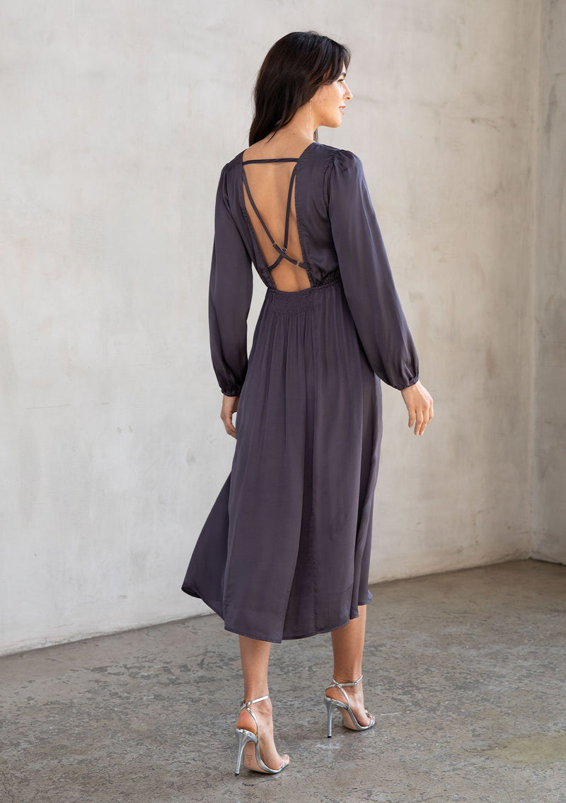 Silky Dark Grey Holiday Maxi Dress | LOVESTITCH Silky Dark Grey Holiday Maxi Dress | LOVESTITCH