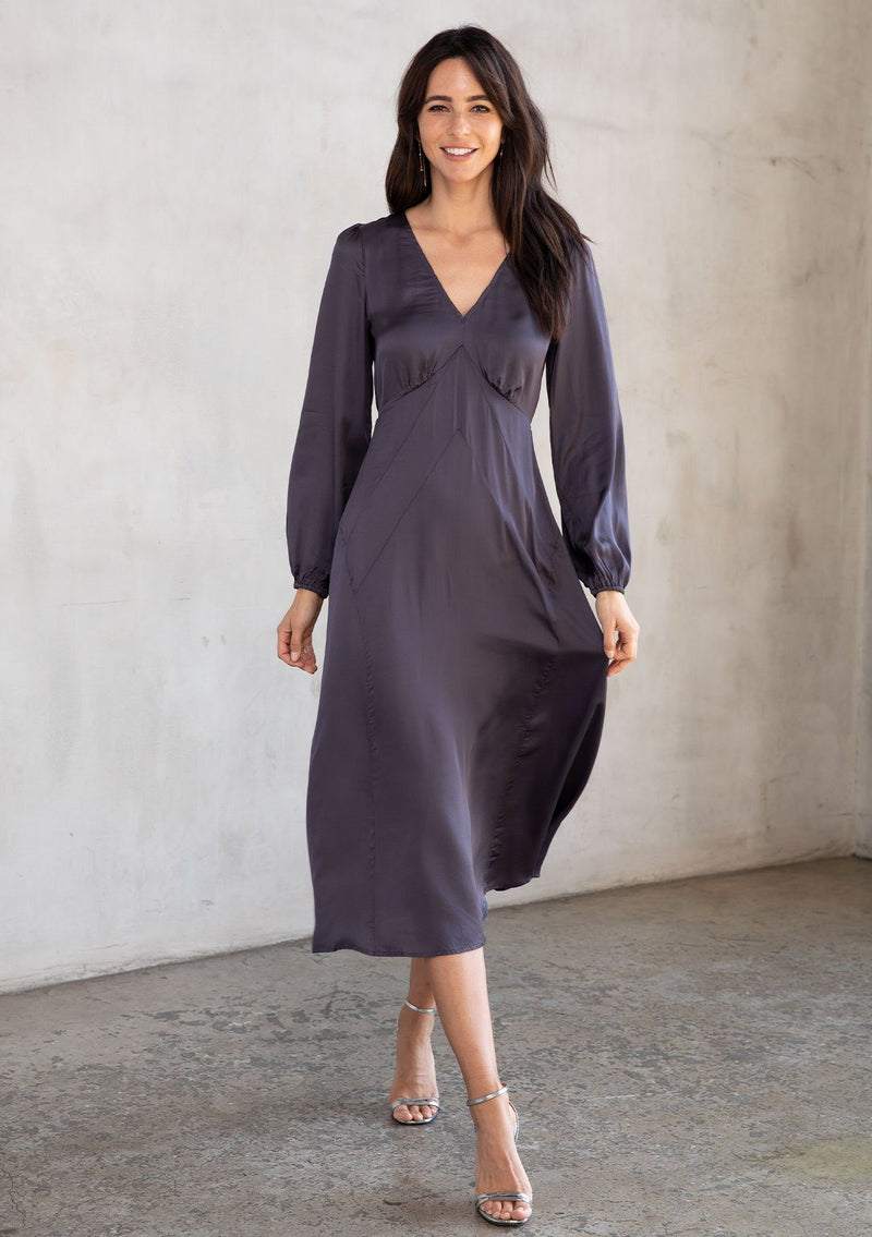 Silky Dark Grey Holiday Maxi Dress | LOVESTITCH Silky Dark Grey Holiday Maxi Dress | LOVESTITCH
