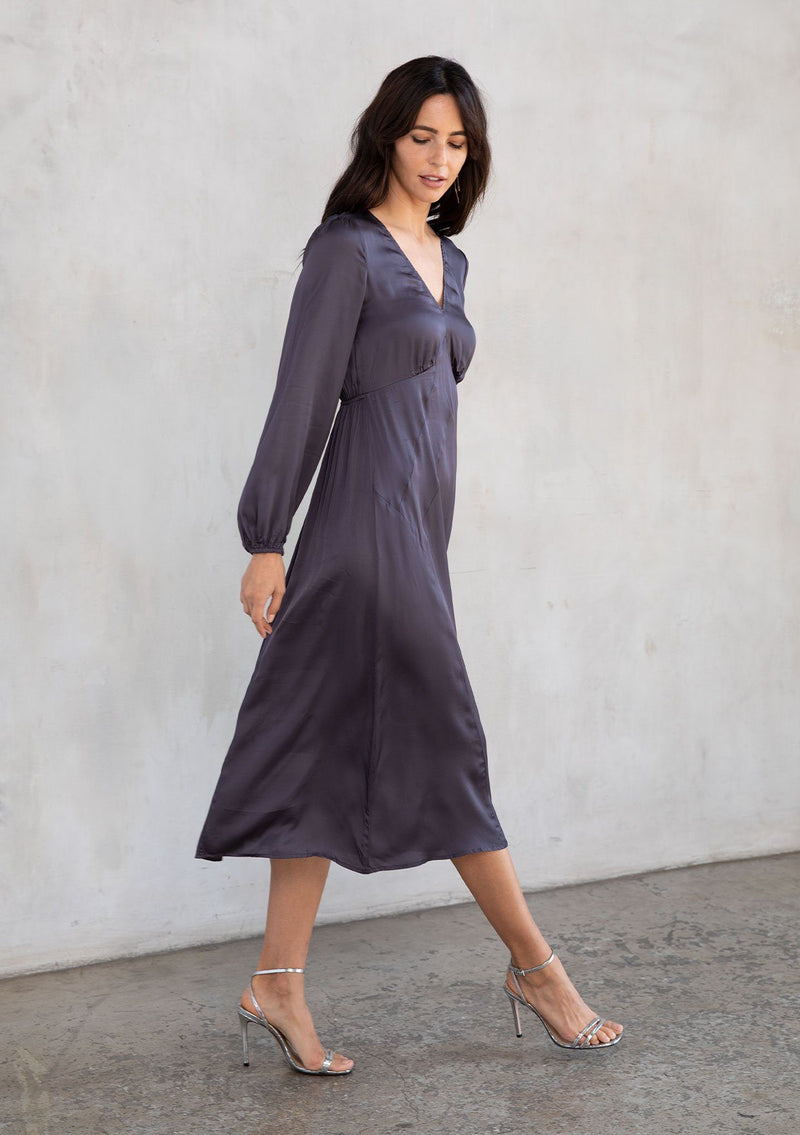 dark grey silk dress Slip Dress. Ankle-Grazer. Bias Silk Dress: Anthracite Grey Daryl K