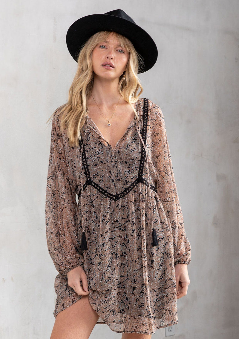 Libby Paisley Mini Dress Black/Orchid / S Libby Paisley Mini Dress Black/Orchid / S