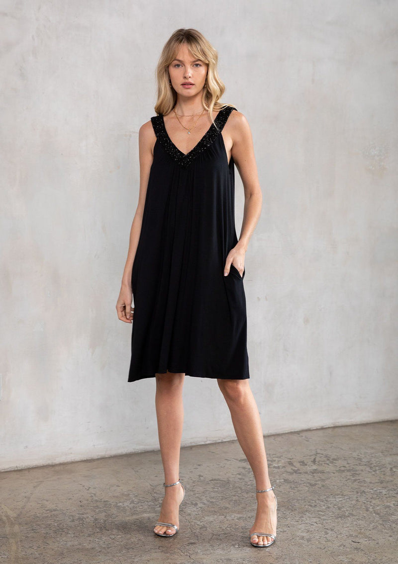 Sparkle Beaded Mini Dress Fig / L Sparkle Beaded Mini Dress Fig / L