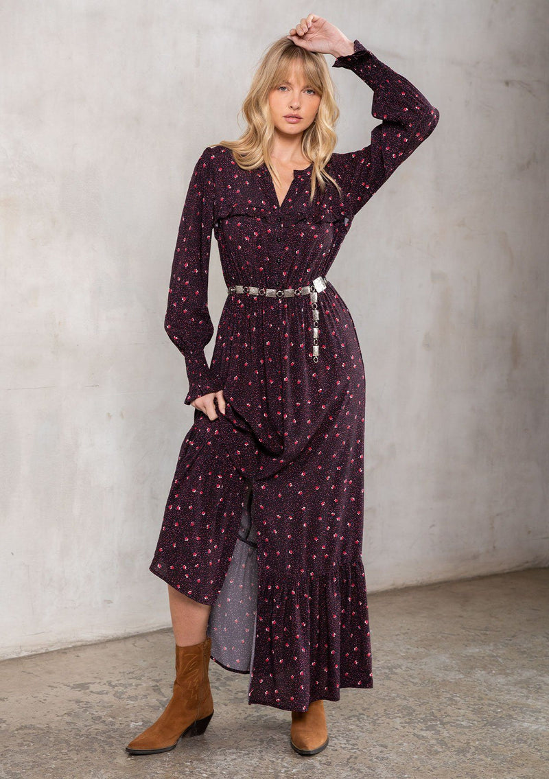 Bohemian Black Red Floral Maxi Dress LOVESTITCH