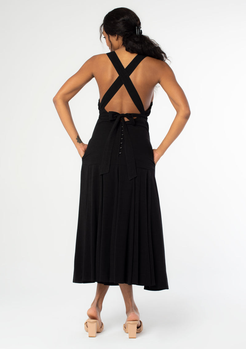 Women's Dresses - Black Halter Maxi Dress + Strappy Back | LOVESTITCH Women's Dresses - Black Halter Maxi Dress + Strappy Back | LOVESTITCH