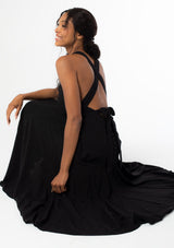 black cross back high neck maxi dress Women's Petite Satin Over cocktail plans Satin Lace Crisscross Back Maxi