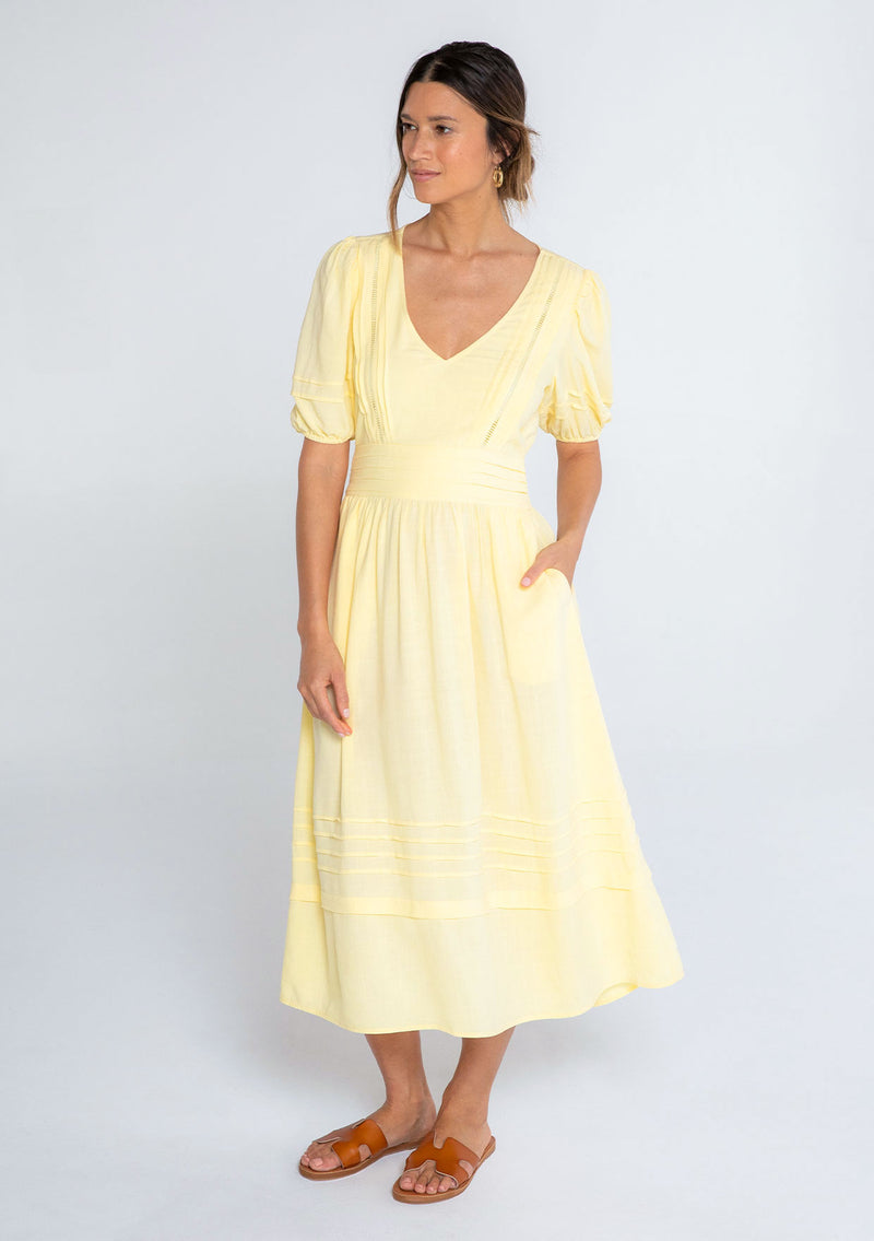 Linen Blend Puff Sleeve Maxi Dress | LOVESTITCH Linen Blend Puff Sleeve Maxi Dress | LOVESTITCH
