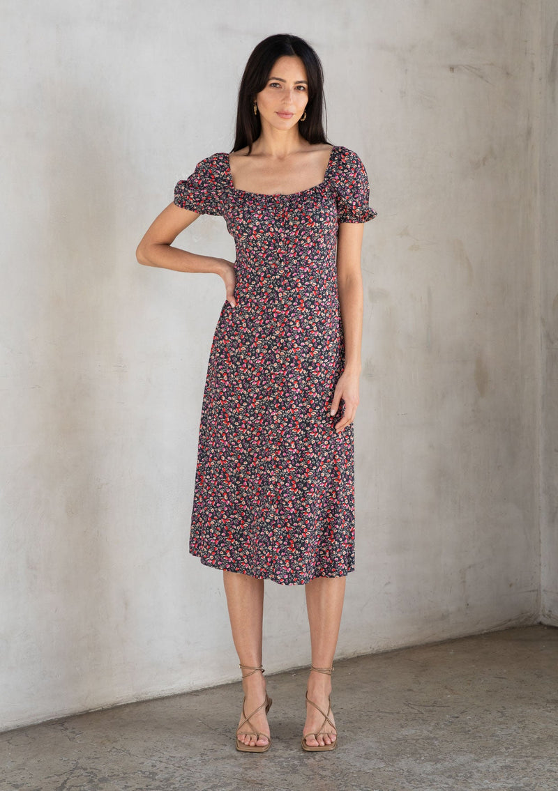Boho Floral Puff Sleeve Midi Dress | LOVESTITCH Boho Floral Puff Sleeve Midi Dress | LOVESTITCH