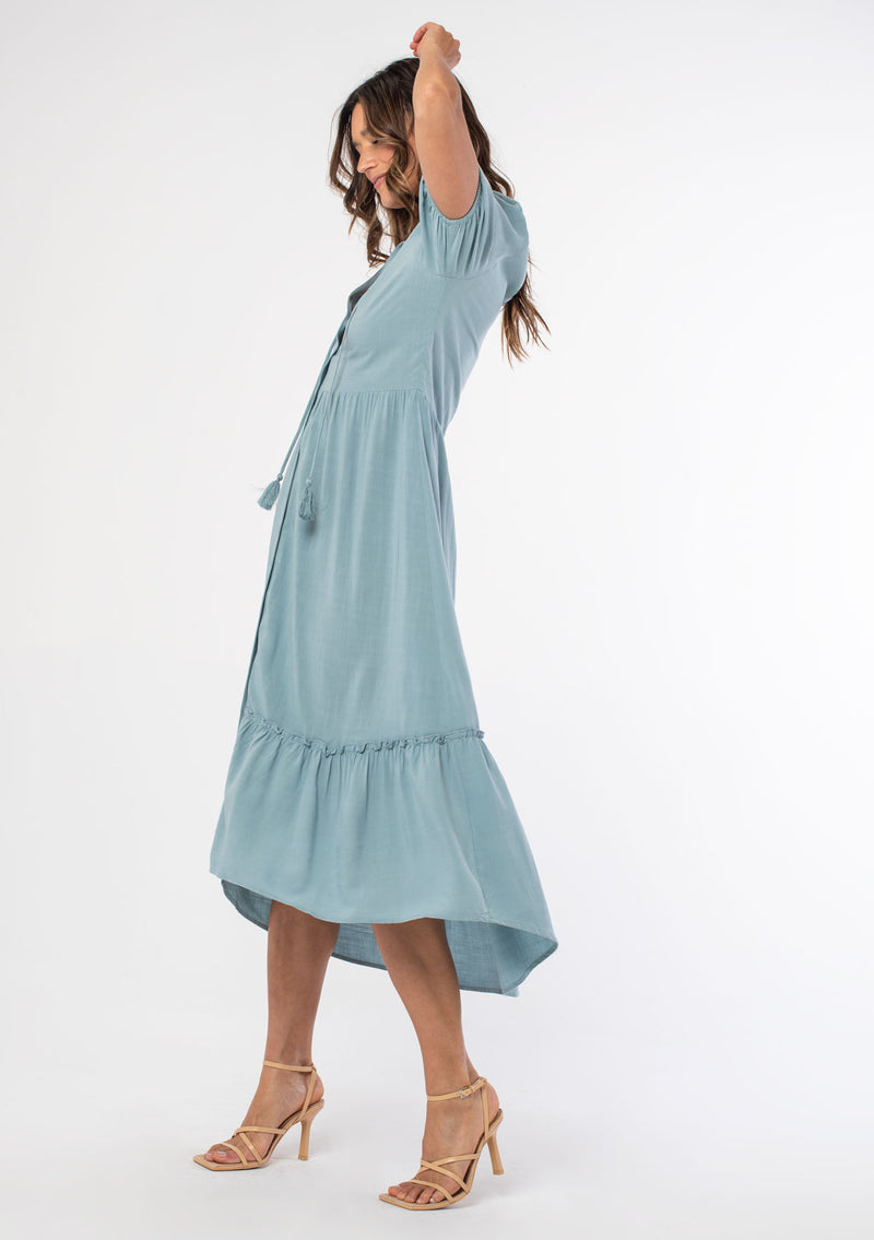 Hannah Button Front Midi Dress Black / S Hannah Button Front Midi Dress Black / S
