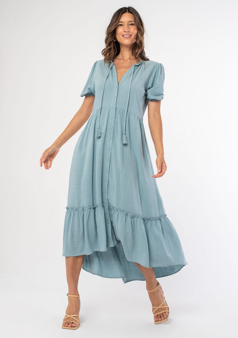 Hannah Button Front Midi Dress Black / S Hannah Button Front Midi Dress Black / S