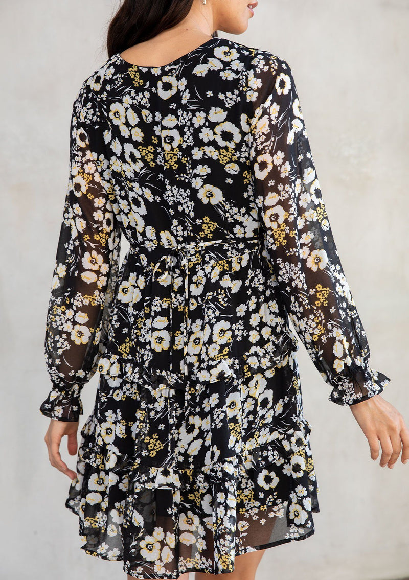Sheer Black & Yellow Floral Mini Dress | LOVESTITCH Sheer Black & Yellow Floral Mini Dress | LOVESTITCH