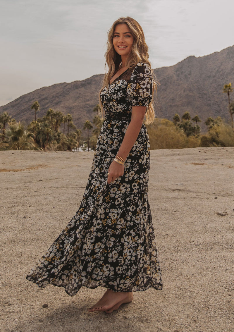 Boho Black & Yellow Floral Maxi Dress | LOVESTITCH Boho Black & Yellow Floral Maxi Dress | LOVESTITCH
