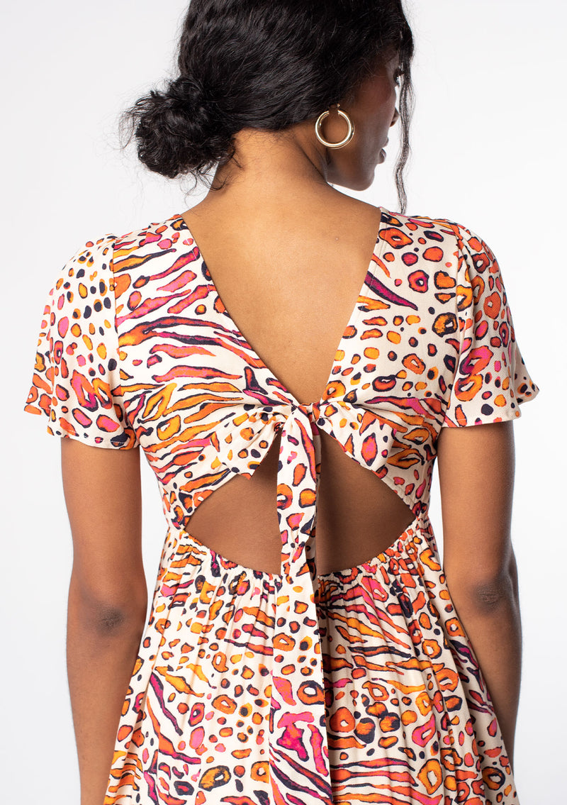 Cut It Out Mini Dress Natural/Fuchsia / XL Cut It Out Mini Dress Natural/Fuchsia / XL
