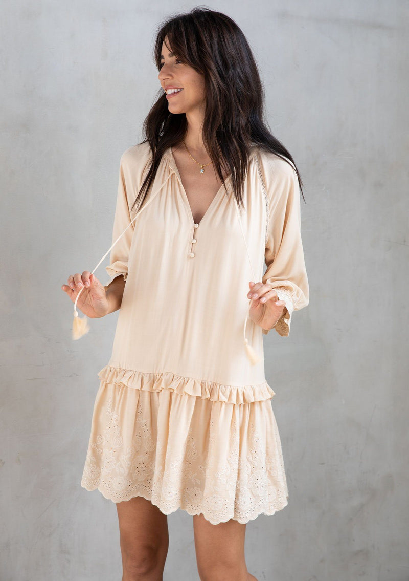 Morrison Embroidered Mini Dress Natural / S Morrison Embroidered Mini Dress Natural / S