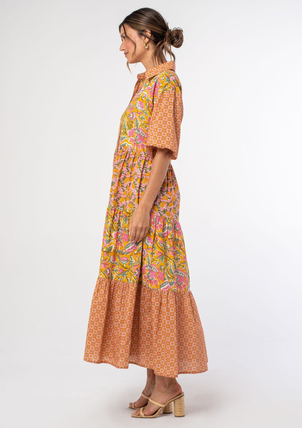 Vibrant Orange & Yellow Farmer's Market Maxi Dress | LOVESTITCH