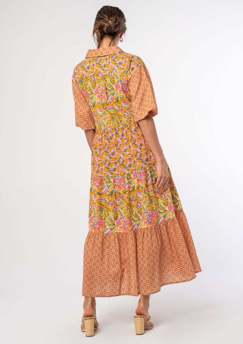 Vibrant Orange & Yellow Farmer's Market Maxi Dress | LOVESTITCH