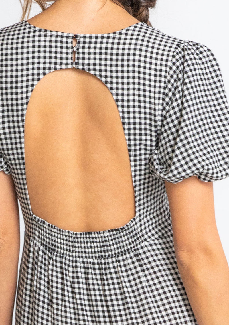 Lexi Gingham Midi Dress Tan/Natural / S Lexi Gingham Midi Dress Tan/Natural / S