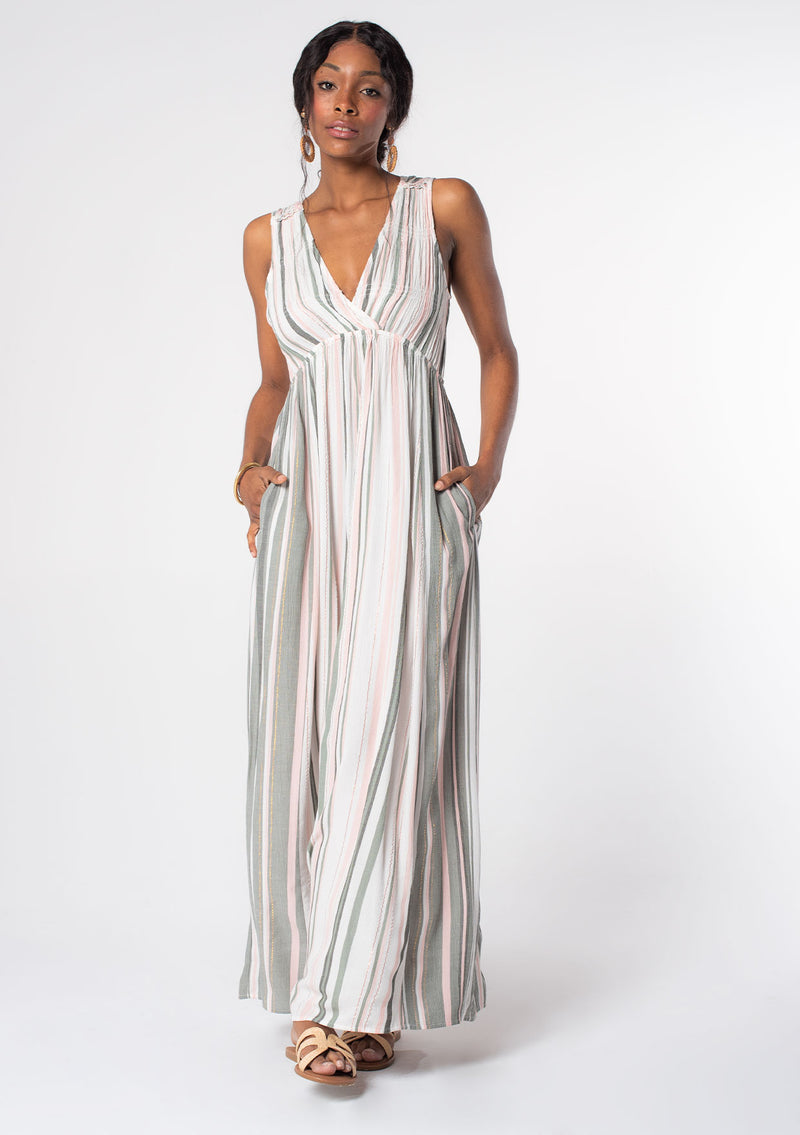 Shine On Striped Maxi Dress Off White/Olive / S Shine On Striped Maxi Dress Off White/Olive / S