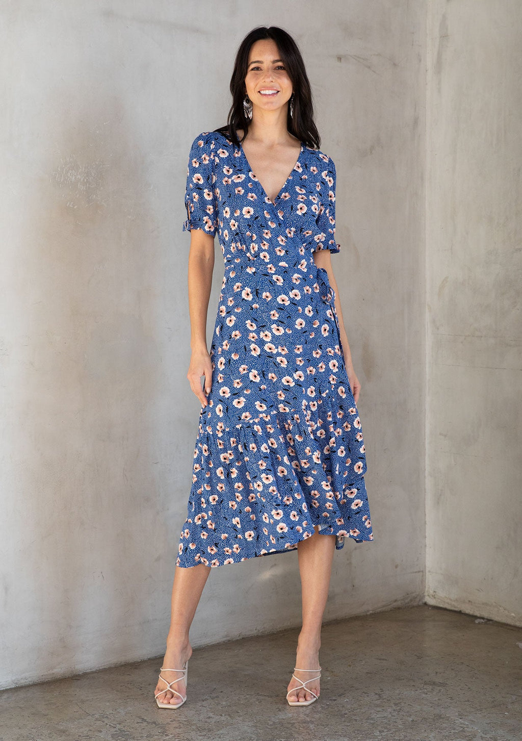 Angie Midi Wrap Dress Red/Natural / S