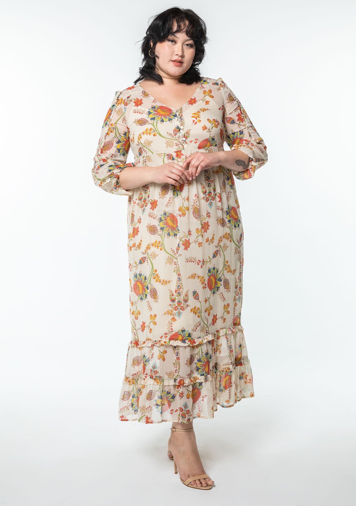 Floral Chiffon Maxi Dress Women's Dress LOVESTITCH