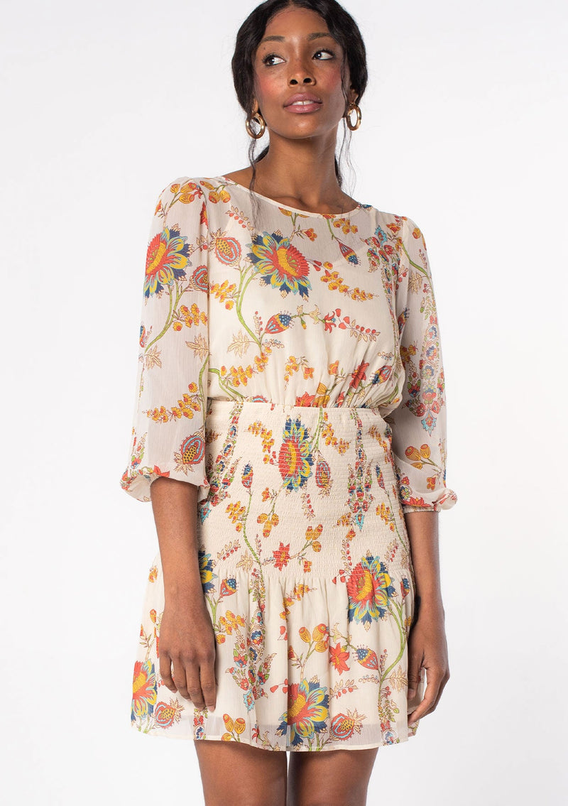 Vintage Inspired Orange Floral Long Sleeve Mini Dress | LOVESTITCH Vintage Inspired Orange Floral Long Sleeve Mini Dress | LOVESTITCH