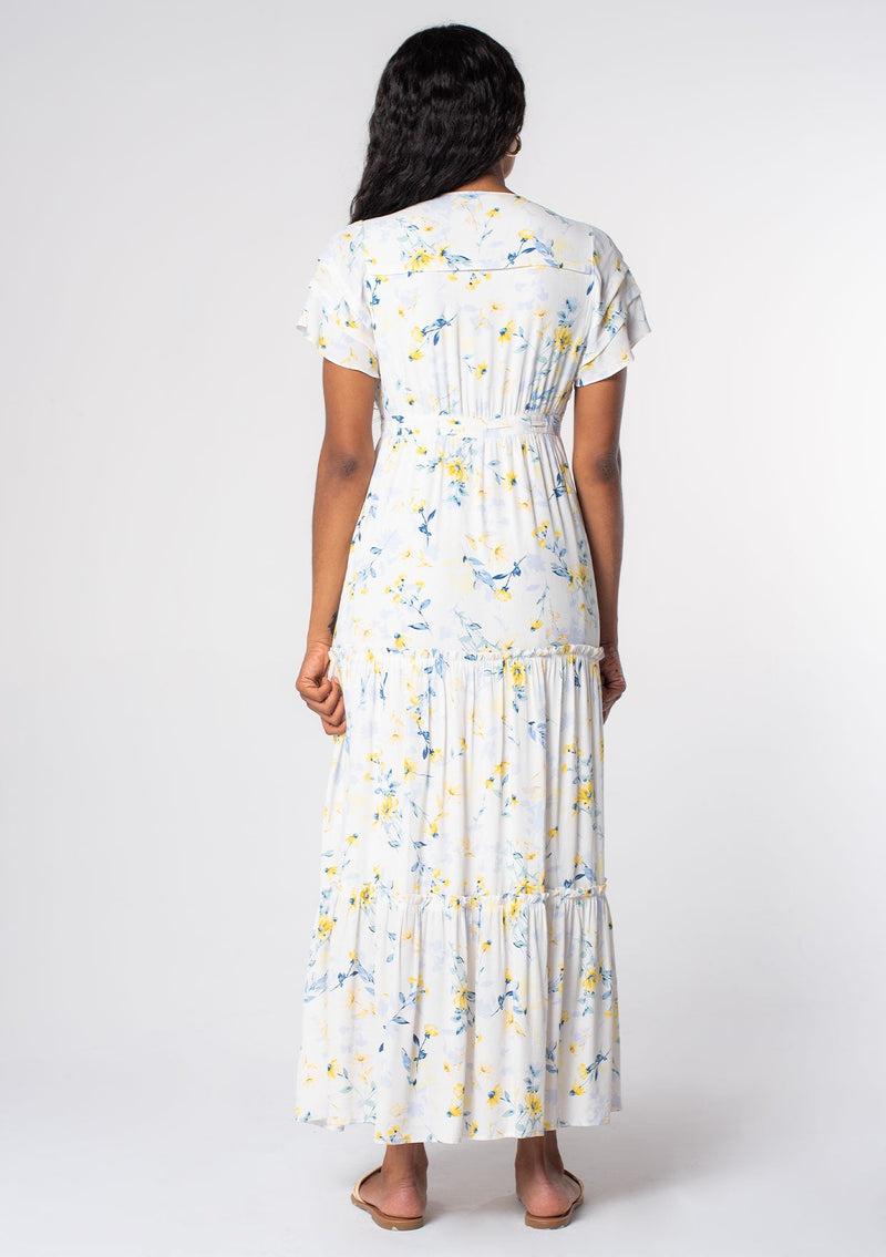 Women's White Maxi Dress + Sunflower Print Women's White Maxi Dress + Sunflower Print