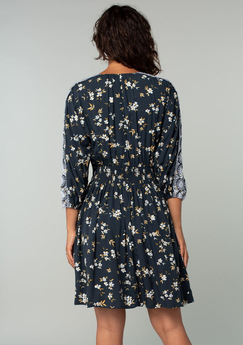 navy blue dress with red flowers Navy blue and red floral dress