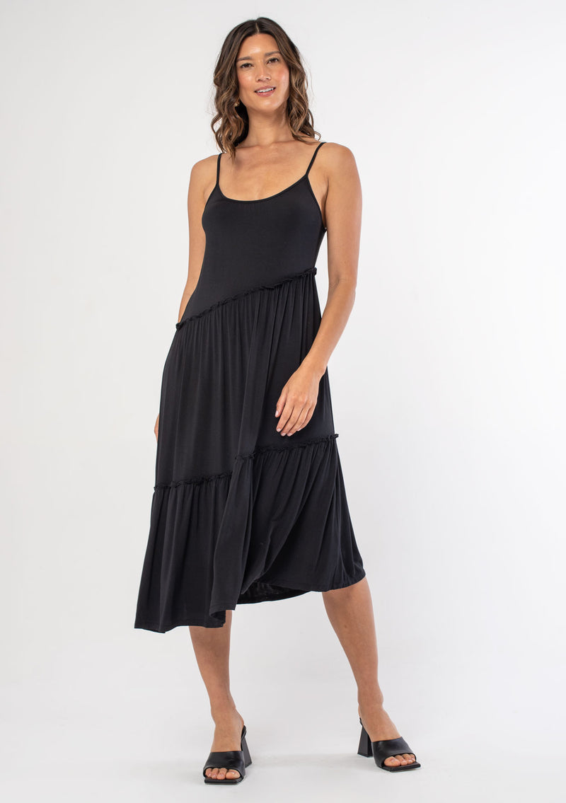 Flowy Little Black Midi Dress | LOVESTITCH Flowy Little Black Midi Dress | LOVESTITCH