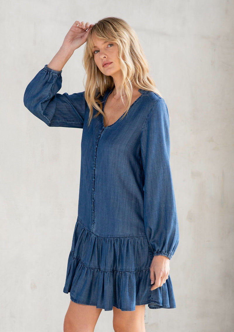 Washed Away Button Front Mini Dress Vintage Wash / M Washed Away Button Front Mini Dress Vintage Wash / M