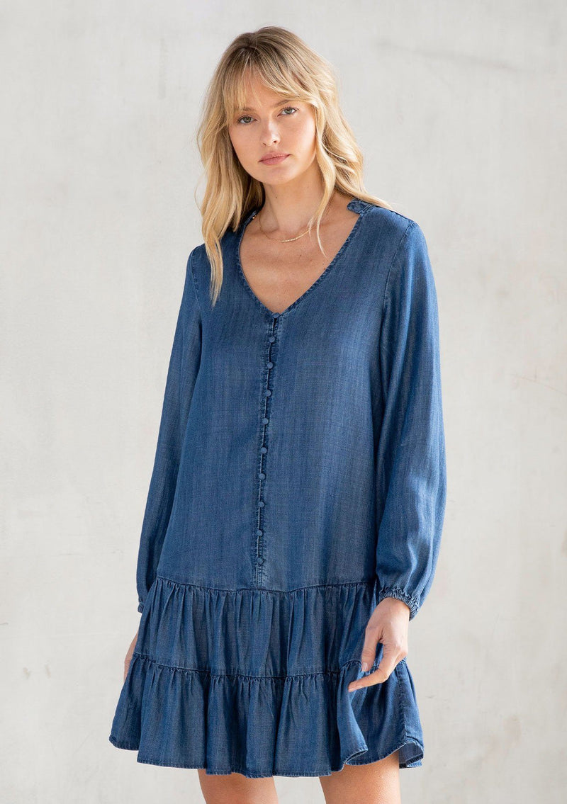 Washed Away Button Front Mini Dress Vintage Wash / M Washed Away Button Front Mini Dress Vintage Wash / M