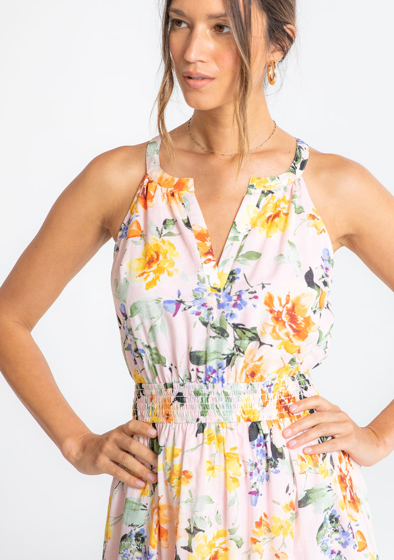 Women's Pink Floral Halter Maxi Dress for Summer | LOVESTITCH Women's Pink Floral Halter Maxi Dress for Summer | LOVESTITCH
