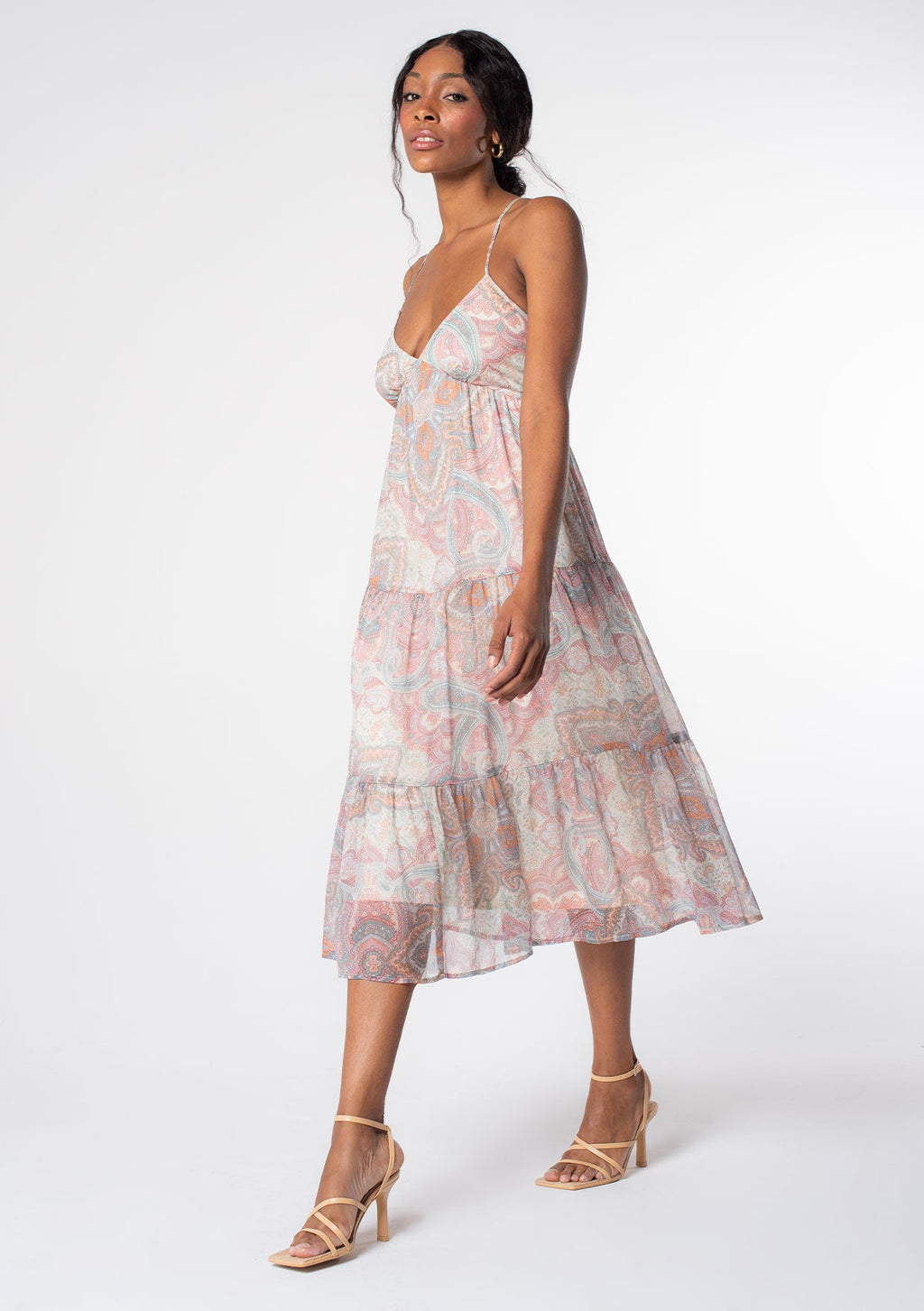 True Feelings Midi Dress Blush/Aqua / M