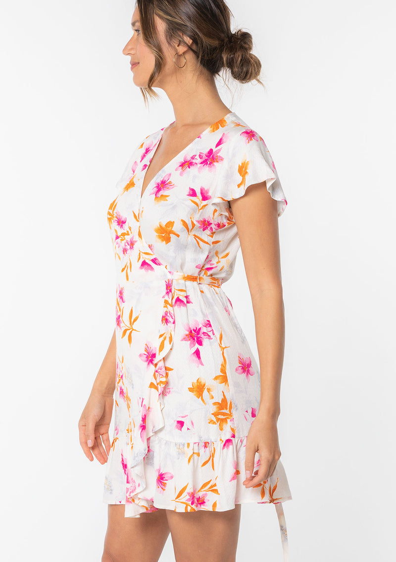 pink wrap dress short Linen wrap dress Pink For Women