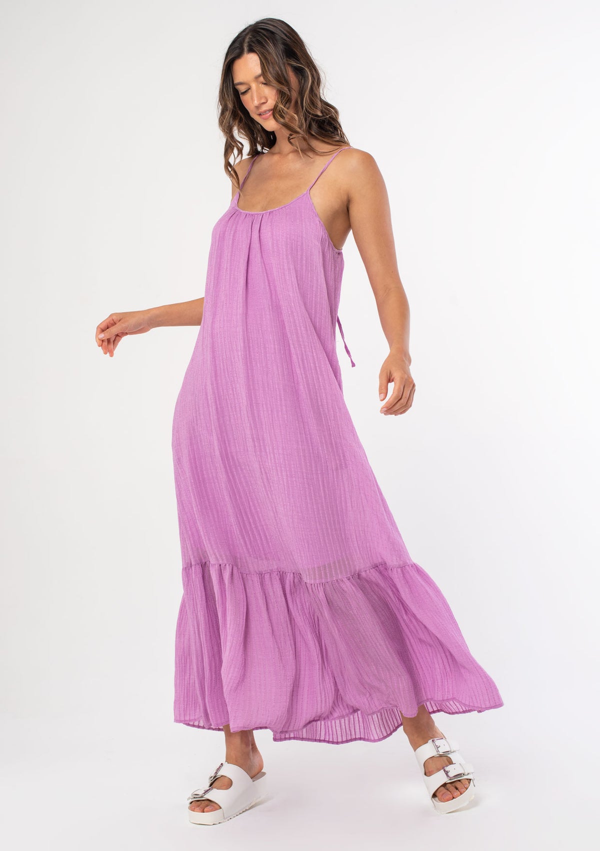 green emerald velvet dress Ruffled Spaghetti Strap Maxi Dress