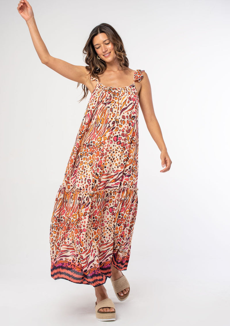 Feeling Lucky Maxi Dress Natural/Fuchsia / XS Feeling Lucky Maxi Dress Natural/Fuchsia / XS