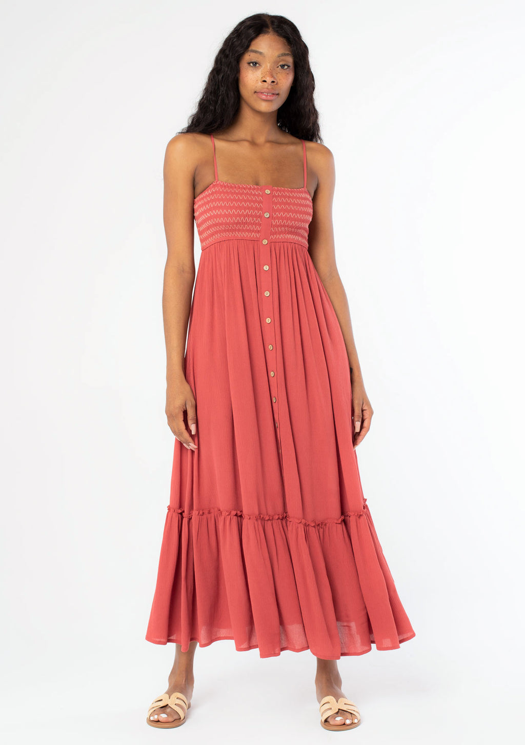Women's Flowy Smocked Maxi Dress - Beach Style Dress | LOVESTITCH