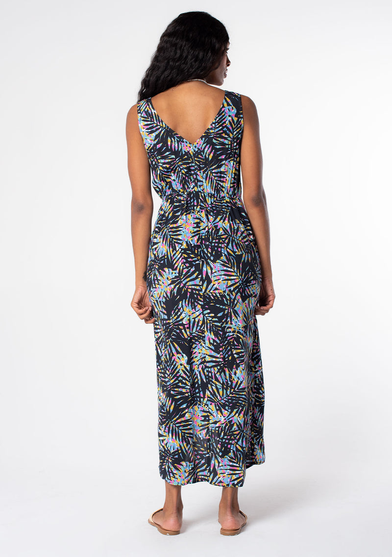 Tropical Palm Printed Black Maxi Dress - Resort Fashion | LOVESTITCH Tropical Palm Printed Black Maxi Dress - Resort Fashion | LOVESTITCH