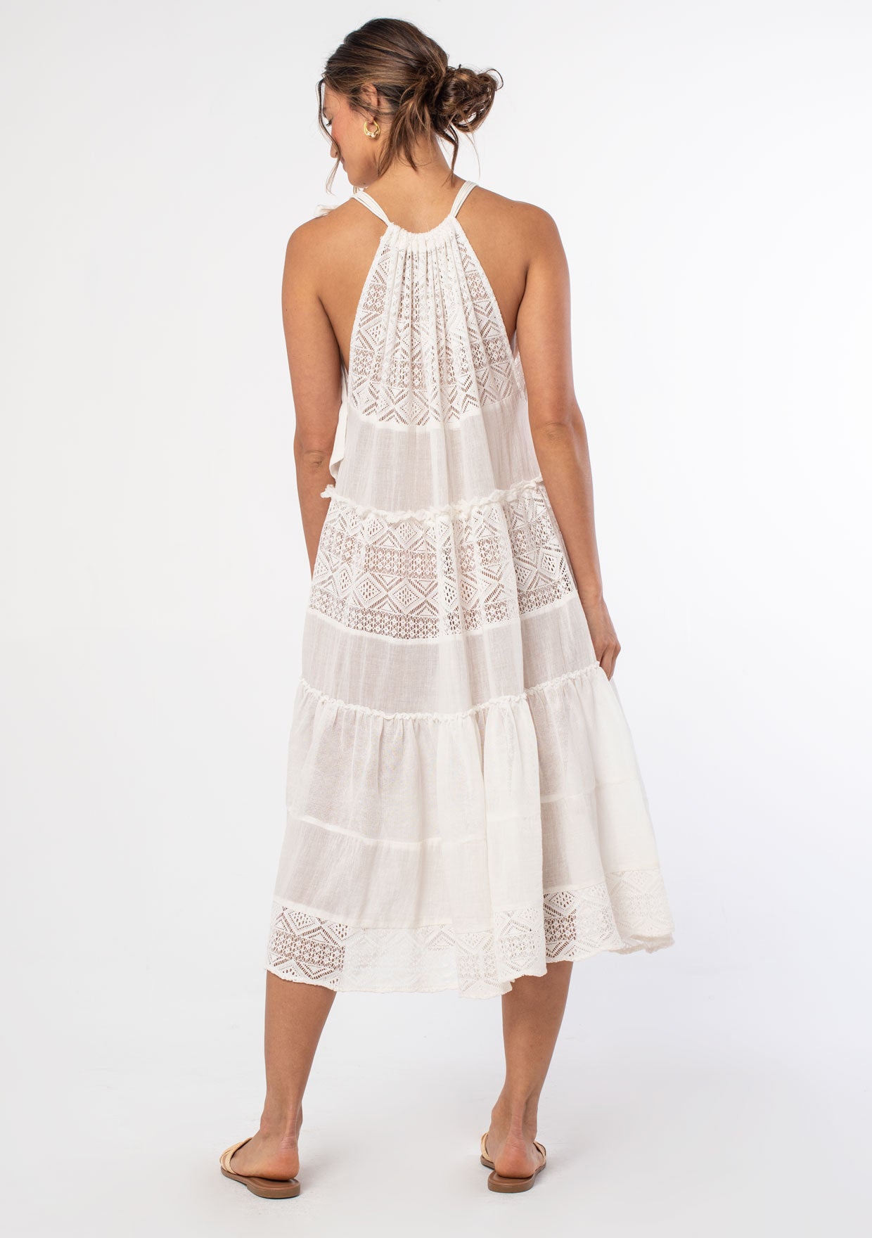 Women's White Cotton Sheer Beach Dress