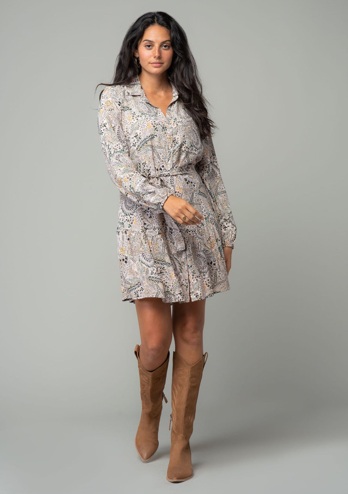 knee length dresses for ladies Hyacinth House Pink Floral Lola Mini Shirt Dress Pink Floral / XL main image 1