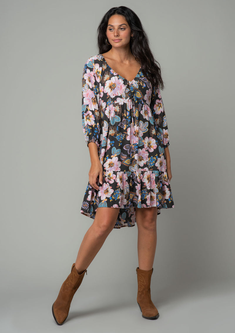 Missed Connection Mini Dress Charcoal/Rose / S Missed Connection Mini Dress Charcoal/Rose / S