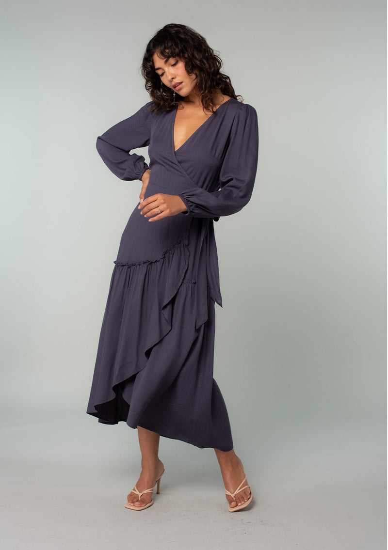 ruffle wrap dress long sleeve Black Long Sleeve Wrap Dress Small