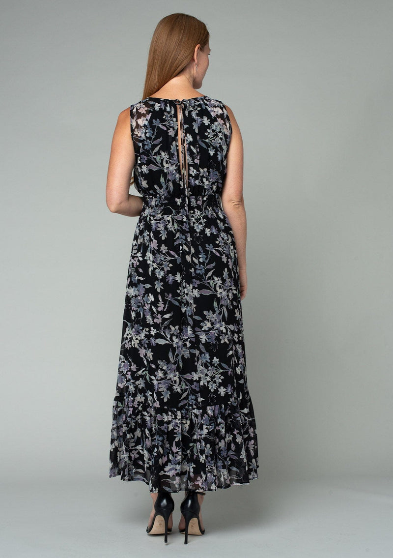 Into You Chiffon Maxi Dress Black/Lavender / M Into You Chiffon Maxi Dress Black/Lavender / M